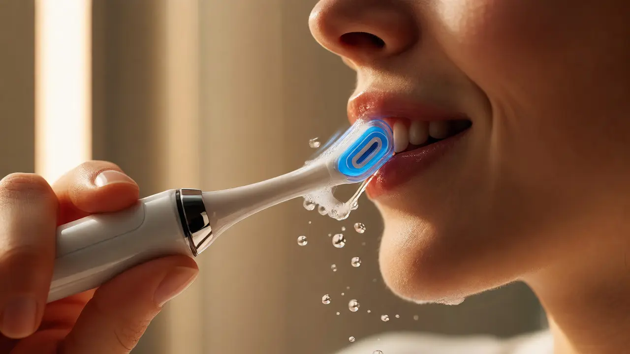 Použití elektrického kartáčku pod úhlem k dásni